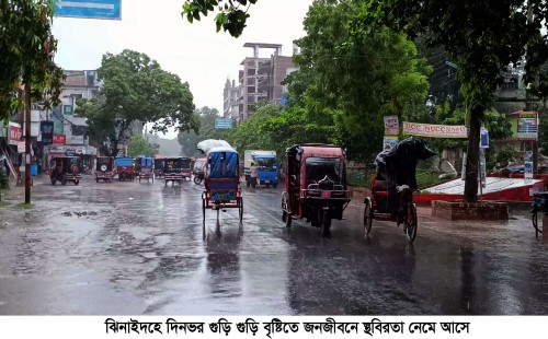 ঝিনাইদহে দিনভর গুঁড়ি গুঁড়ি বৃষ্টি, জনজীবনে স্থবিরতা