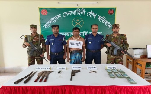 পিস্তল, গুলি ও দেশীয় অস্ত্রসহ জাদু আটক