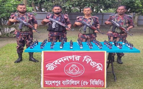 মহেশপুর সীমান্তে বিজিবির পৃথক অভিযানে ফেনসিডিল উদ্ধার