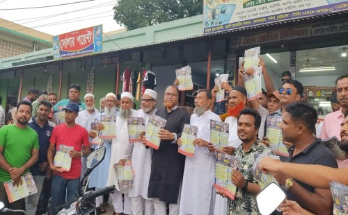 দর্শনায় ধানের শীষের প্রচারণায় লিফলেট বিতরণ