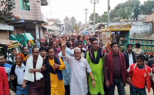 গাংনীতে বিএনপি মনোনীত প্রার্থী আমজাদ হোসেনের আলোচনা সভা ও গণমিছিল