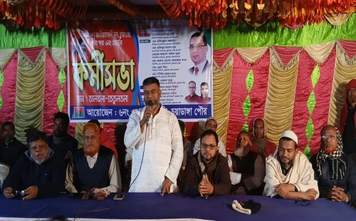 চুয়াডাঙ্গার তালতলায় নির্বাচনী কর্মী সভায় ধানের শীষের প্রার্থী শরীফুজ্জামান