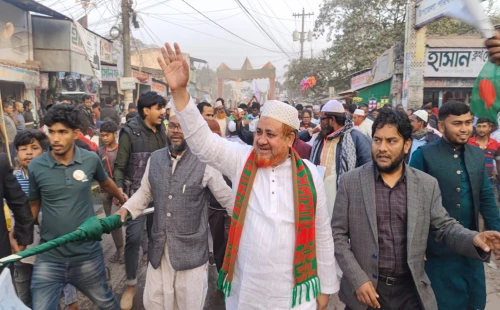 জীবননগরে জামায়াতের বিশাল গণমিছিল ও সভায় এমপি প্রার্থী রুহুল আমিন