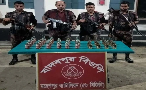 মহেশপুরে বিজিবির অভিযানে ৪৫ বোতল মদ উদ্ধার