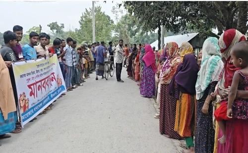 জীবননগরের ধান্যখোলায় মাদক বিরোধী মানববন্ধন