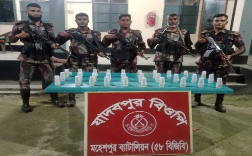 জীবননগর সীমান্তে ৫৮ বিজিবির অভিযানে ভারতীয় সিরাপ ও কীটনাশক জব্দ