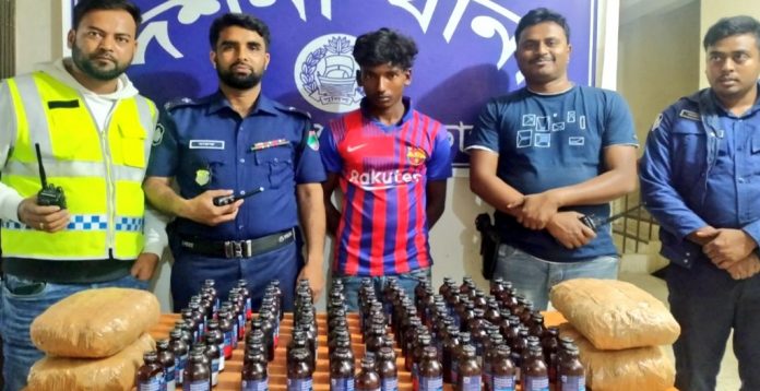 দর্শনায় ফেন্সিডিল ও গাঁজাসহ মাদক ব্যবসায়ী আটক