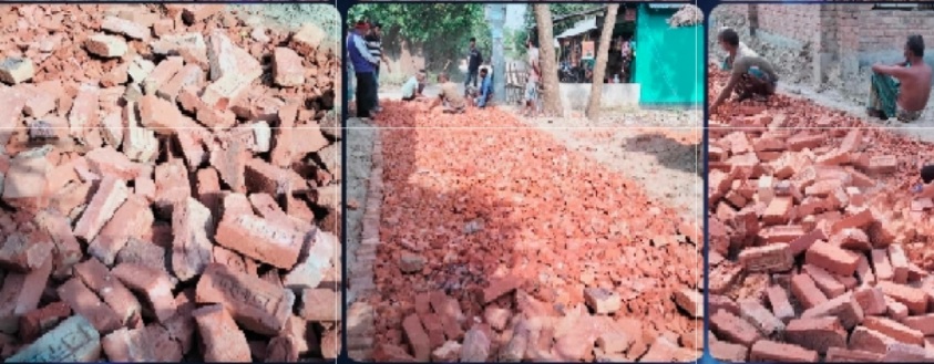 আলমডাঙ্গার পাইকপাড়ায় সড়ক নির্মাণে নিম্নমানের সামগ্রী ব্যবহার