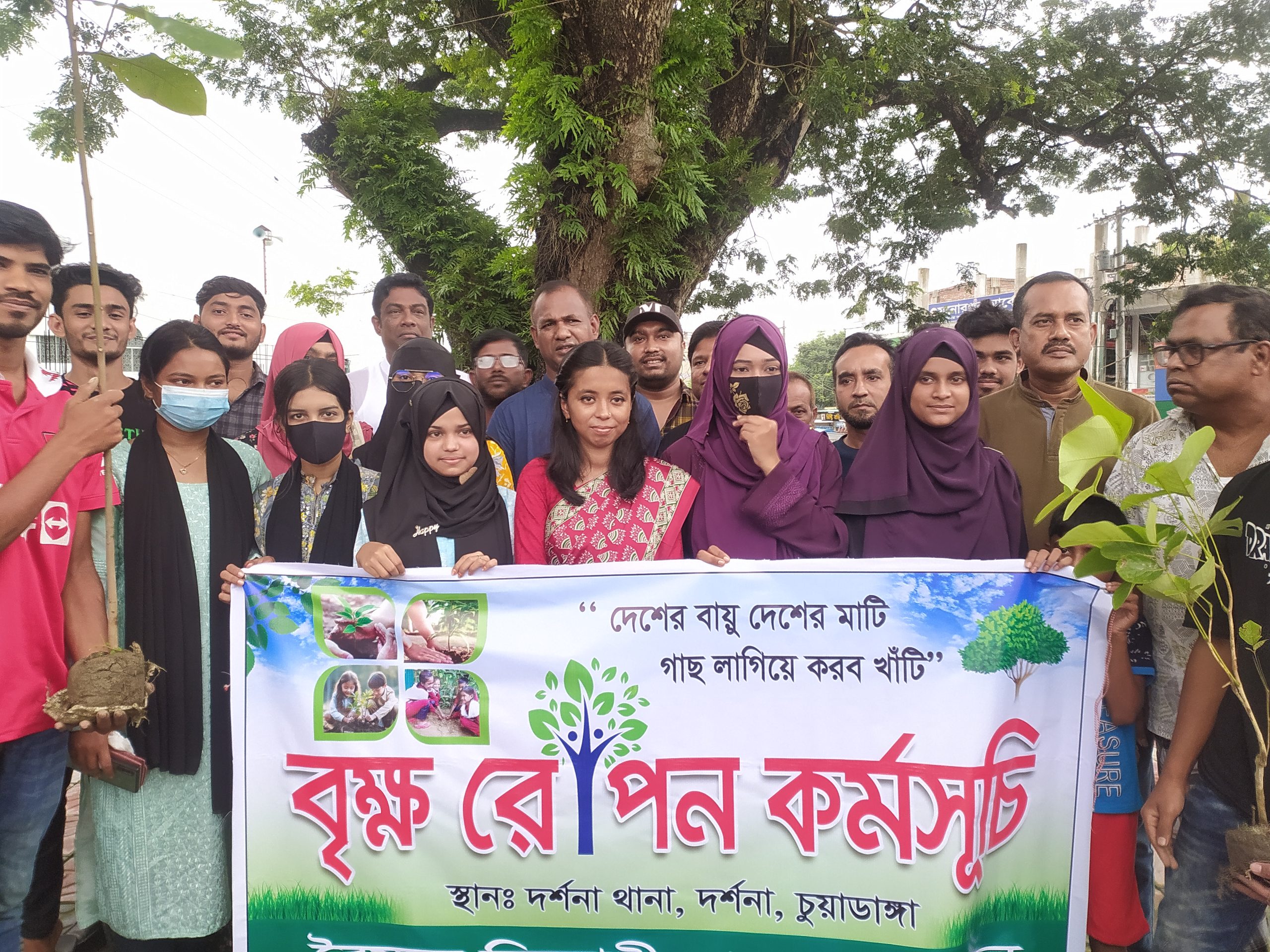 দর্শনায় বৈষম্যবিরোধী শিক্ষার্থীদের  বৃক্ষরোপণ কর্মসূচি